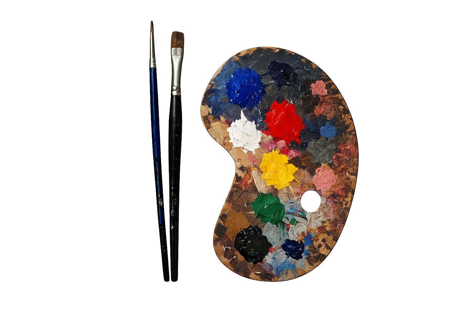 Artist brushes and palette